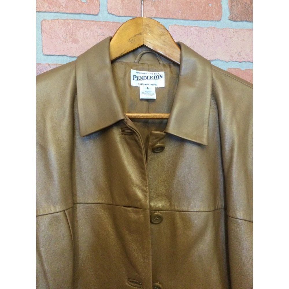 Pendleton Women's Leather Jacket Button Front Col… - image 2